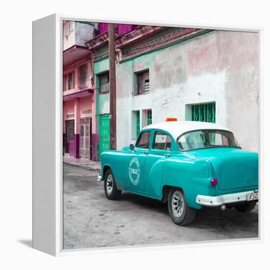 Cuba Fuerte Collection SQ - Turquoise Taxi Pontiac 1953-Philippe Hugonnard-Framed Stretched Canvas