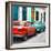 Cuba Fuerte Collection SQ - Two Classic American Cars - Red & Turquoise-Philippe Hugonnard-Framed Photographic Print