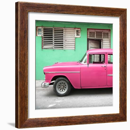 Cuba Fuerte Collection SQ - Vintage Cuban Pink Car-Philippe Hugonnard-Framed Photographic Print
