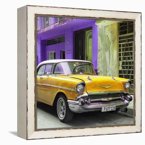 Cuba Fuerte Collection SQ - Yellow Chevrolet Cuban-Philippe Hugonnard-Framed Stretched Canvas