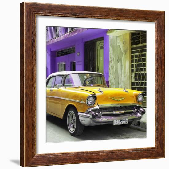 Cuba Fuerte Collection SQ - Yellow Chevrolet Cuban-Philippe Hugonnard-Framed Photographic Print