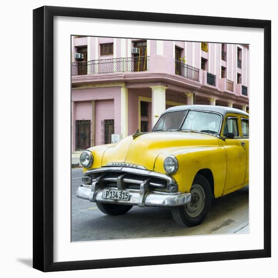 Cuba Fuerte Collection SQ - Yellow Classic Cars-Philippe Hugonnard-Framed Photographic Print