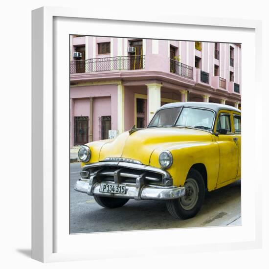 Cuba Fuerte Collection SQ - Yellow Classic Cars-Philippe Hugonnard-Framed Photographic Print