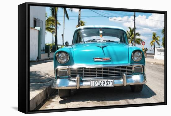 Cuba Fuerte Collection - Turquoise Chevy-Philippe Hugonnard-Framed Stretched Canvas