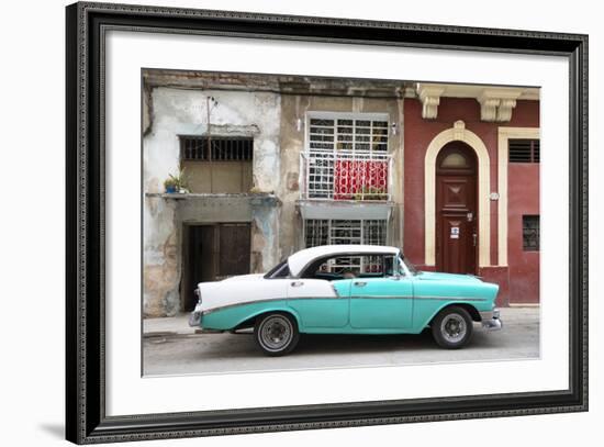 Cuba Fuerte Collection - Turquoise Classic Car in Havana-Philippe Hugonnard-Framed Photographic Print