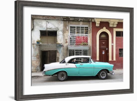 Cuba Fuerte Collection - Turquoise Classic Car in Havana-Philippe Hugonnard-Framed Photographic Print