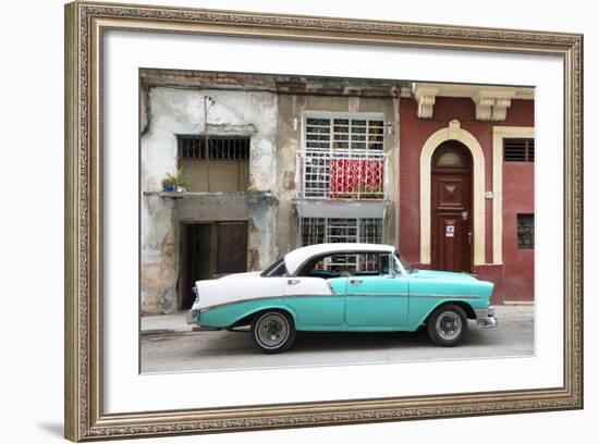 Cuba Fuerte Collection - Turquoise Classic Car in Havana-Philippe Hugonnard-Framed Photographic Print