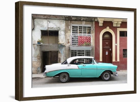 Cuba Fuerte Collection - Turquoise Classic Car in Havana-Philippe Hugonnard-Framed Photographic Print