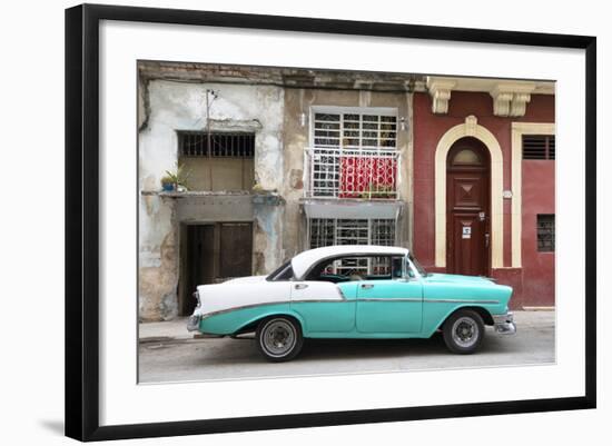 Cuba Fuerte Collection - Turquoise Classic Car in Havana-Philippe Hugonnard-Framed Photographic Print