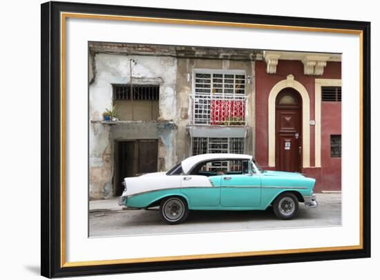 Cuba Fuerte Collection - Turquoise Classic Car in Havana-Philippe Hugonnard-Framed Photographic Print