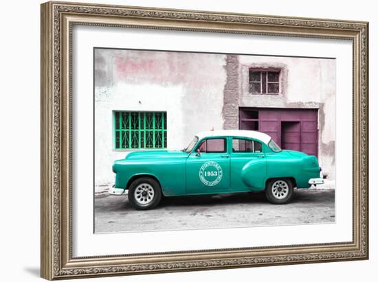 Cuba Fuerte Collection - Turquoise Pontiac 1953 Original Classic Car-Philippe Hugonnard-Framed Photographic Print