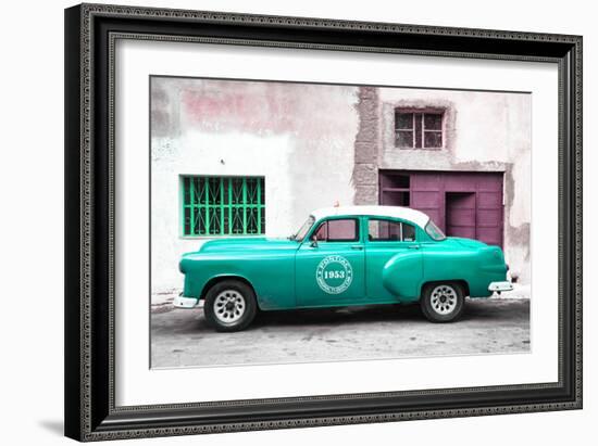 Cuba Fuerte Collection - Turquoise Pontiac 1953 Original Classic Car-Philippe Hugonnard-Framed Photographic Print