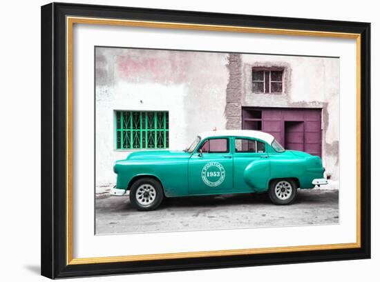 Cuba Fuerte Collection - Turquoise Pontiac 1953 Original Classic Car-Philippe Hugonnard-Framed Photographic Print