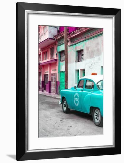 Cuba Fuerte Collection - Turquoise Taxi Car in Havana-Philippe Hugonnard-Framed Photographic Print