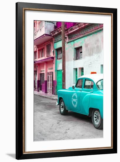 Cuba Fuerte Collection - Turquoise Taxi Car in Havana-Philippe Hugonnard-Framed Photographic Print