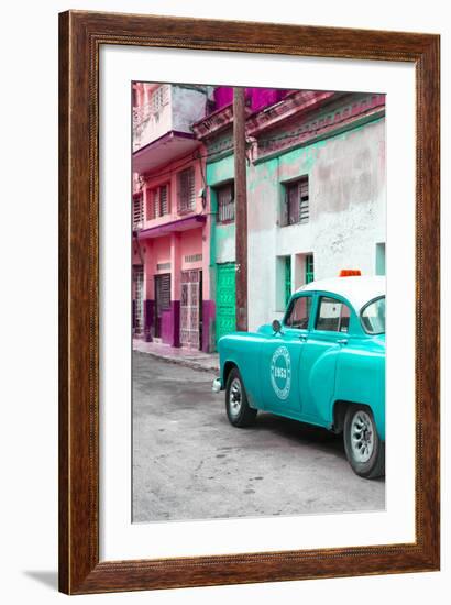 Cuba Fuerte Collection - Turquoise Taxi Car in Havana-Philippe Hugonnard-Framed Photographic Print