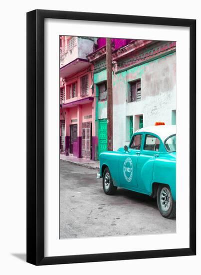 Cuba Fuerte Collection - Turquoise Taxi Car in Havana-Philippe Hugonnard-Framed Photographic Print