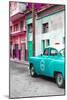 Cuba Fuerte Collection - Turquoise Taxi Car in Havana-Philippe Hugonnard-Mounted Photographic Print