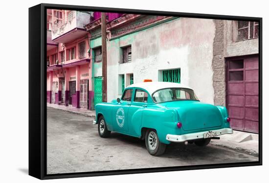 Cuba Fuerte Collection - Turquoise Taxi Pontiac 1953-Philippe Hugonnard-Framed Stretched Canvas