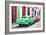 Cuba Fuerte Collection - Two Classic American Cars - Green & Rasberry-Philippe Hugonnard-Framed Photographic Print