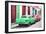 Cuba Fuerte Collection - Two Classic American Cars - Green & Rasberry-Philippe Hugonnard-Framed Photographic Print