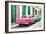 Cuba Fuerte Collection - Two Classic American Cars - Pink & Green-Philippe Hugonnard-Framed Photographic Print