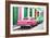 Cuba Fuerte Collection - Two Classic American Cars - Pink & Green-Philippe Hugonnard-Framed Photographic Print