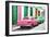 Cuba Fuerte Collection - Two Classic American Cars - Pink & Green-Philippe Hugonnard-Framed Photographic Print