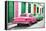 Cuba Fuerte Collection - Two Classic American Cars - Pink & Green-Philippe Hugonnard-Framed Premier Image Canvas