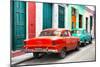Cuba Fuerte Collection - Two Classic American Cars - Red & Turquoise-Philippe Hugonnard-Mounted Photographic Print