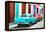 Cuba Fuerte Collection - Two Classic American Cars - Turquoise & Red-Philippe Hugonnard-Framed Premier Image Canvas