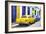 Cuba Fuerte Collection - Two Classic American Cars - Yellow & Blue-Philippe Hugonnard-Framed Photographic Print