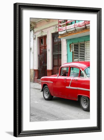 Cuba Fuerte Collection - Vintage Cuban Red Car-Philippe Hugonnard-Framed Photographic Print