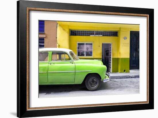 Cuba Fuerte Collection - Vintage Green Car of Havana-Philippe Hugonnard-Framed Photographic Print