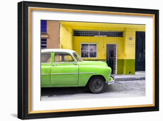 Cuba Fuerte Collection - Vintage Green Car of Havana-Philippe Hugonnard-Framed Photographic Print