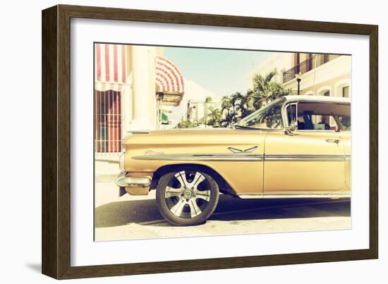 Cuba Fuerte Collection - Vintage Yellow Car-Philippe Hugonnard-Framed Photographic Print