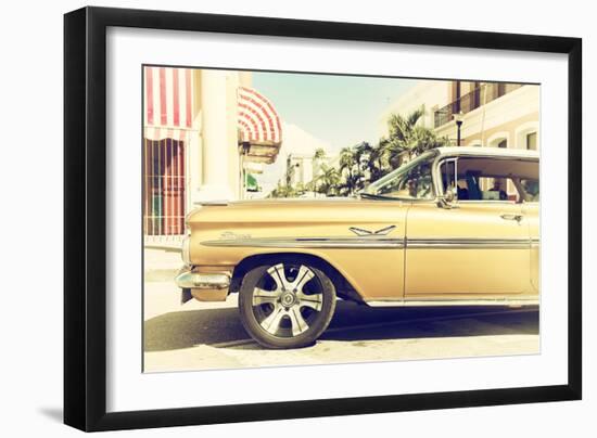 Cuba Fuerte Collection - Vintage Yellow Car-Philippe Hugonnard-Framed Photographic Print