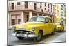 Cuba Fuerte Collection - Yellow Classic Cars-Philippe Hugonnard-Mounted Photographic Print