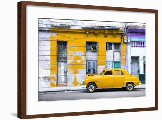 Cuba Fuerte Collection - Yellow Vintage American Car in Havana-Philippe Hugonnard-Framed Photographic Print