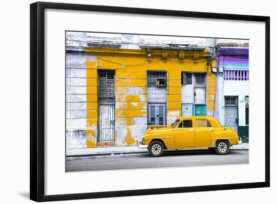 Cuba Fuerte Collection - Yellow Vintage American Car in Havana-Philippe Hugonnard-Framed Photographic Print