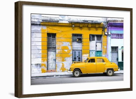 Cuba Fuerte Collection - Yellow Vintage American Car in Havana-Philippe Hugonnard-Framed Photographic Print