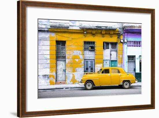 Cuba Fuerte Collection - Yellow Vintage American Car in Havana-Philippe Hugonnard-Framed Photographic Print
