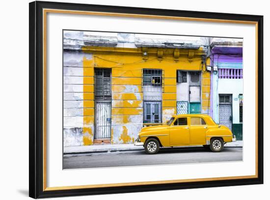 Cuba Fuerte Collection - Yellow Vintage American Car in Havana-Philippe Hugonnard-Framed Photographic Print