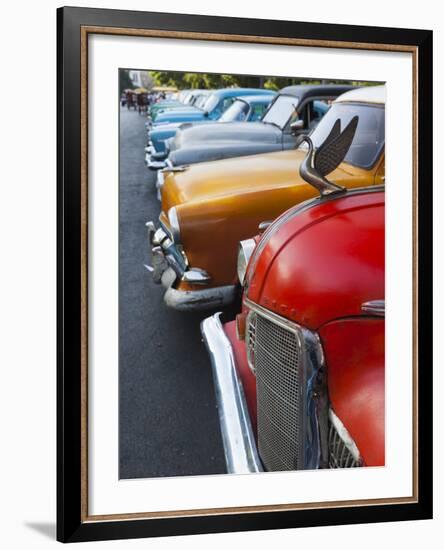 Cuba, Havana, Central Havana, Parque De La Fraternidad, Old 1950s-Era US Cars-Walter Bibikow-Framed Photographic Print