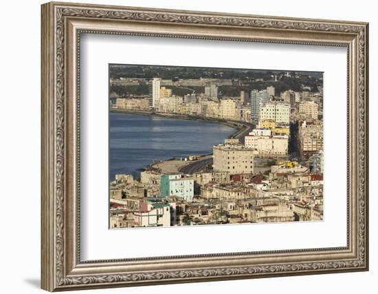 Cuba, Havana. Cityscape of bay and Malecon.-Brenda Tharp-Framed Photographic Print