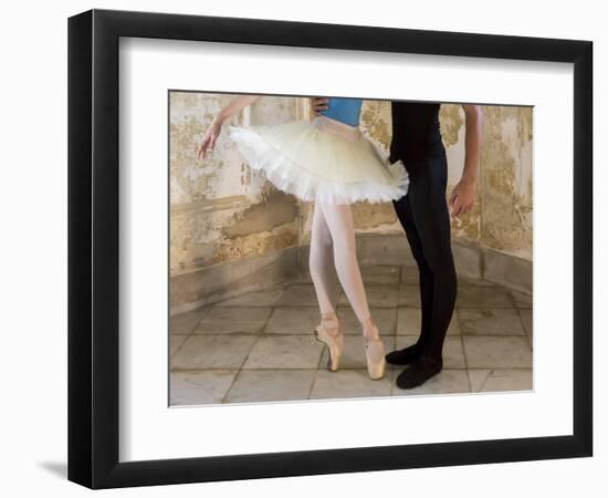 Cuba, Havana. Close-up of two ballet dancers from waist down.-Jaynes Gallery-Framed Photographic Print