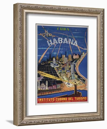 Cuba, Havana, Instituto Cubano Del Turismo, Travel Poster-null-Framed Giclee Print