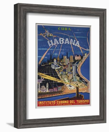 Cuba, Havana, Instituto Cubano Del Turismo, Travel Poster-null-Framed Giclee Print