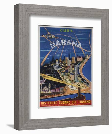 Cuba, Havana, Instituto Cubano Del Turismo, Travel Poster-null-Framed Giclee Print