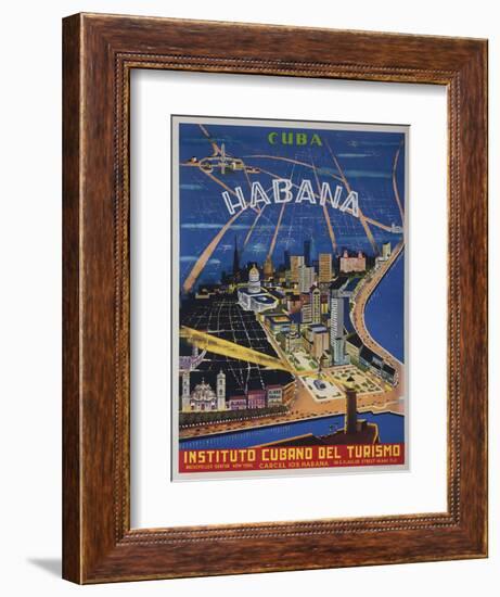 Cuba, Havana, Instituto Cubano Del Turismo, Travel Poster-null-Framed Giclee Print